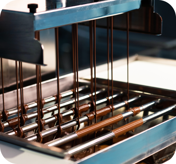 The stages of ice cream and chocolate production